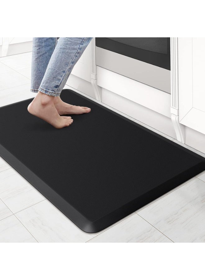 Kitchen mat, cushioned anti fatigue carpet, waterproof, non slip, standing and comfortable desk/floor mat, suitable for home sink office (black) - Image 1